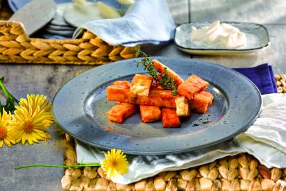 Frittierte Grillkäse Sticks mit Sauerrahm Dip Header