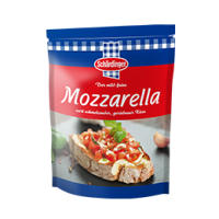Das Bild zeigt den Schärdinger Mozzarella gerieben